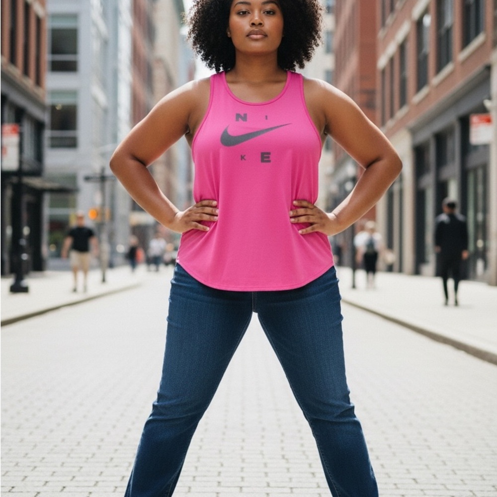 Nike Dri-FIT Women's Pink The Nike Tee Tank Top Plus Size 1X Gym Run Yoga